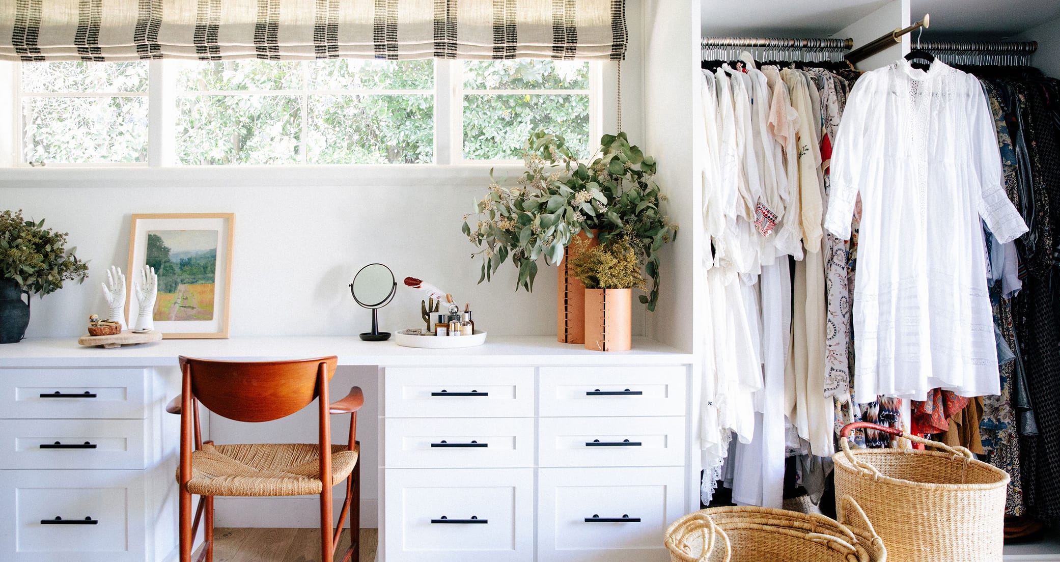 Custom closet workspace created for designer Emily Current by California Closets