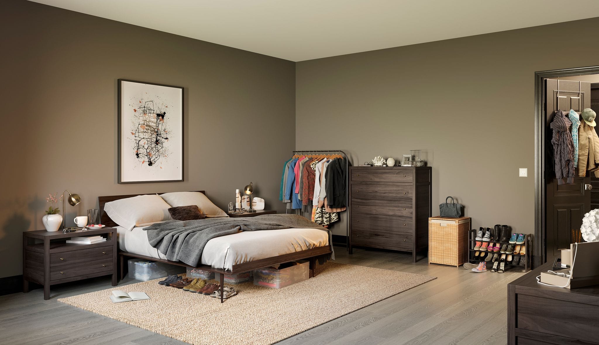 Bedroom without no storage solution California Closets will design and install