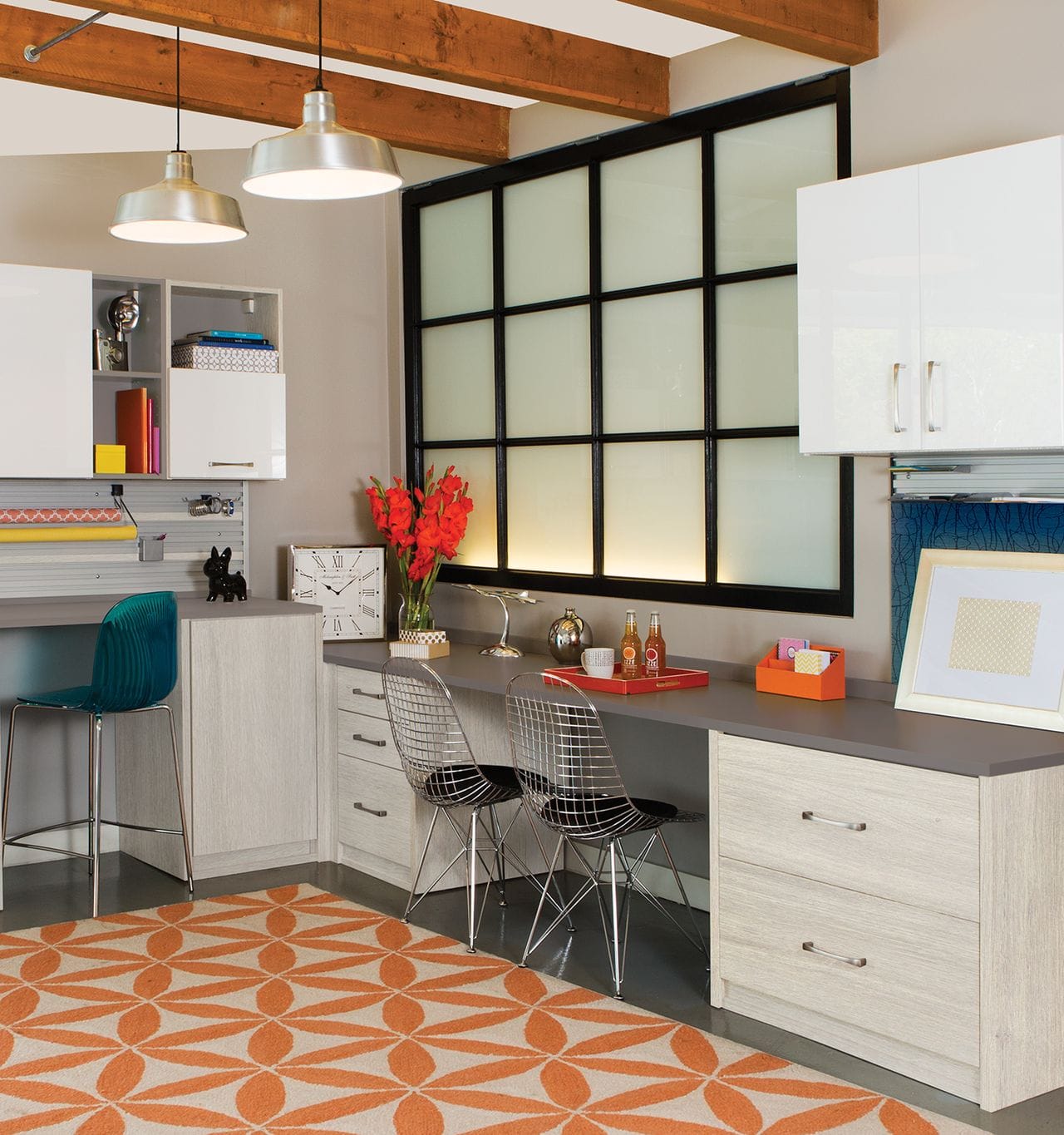 Custom cabinets crafted work space by California Closets