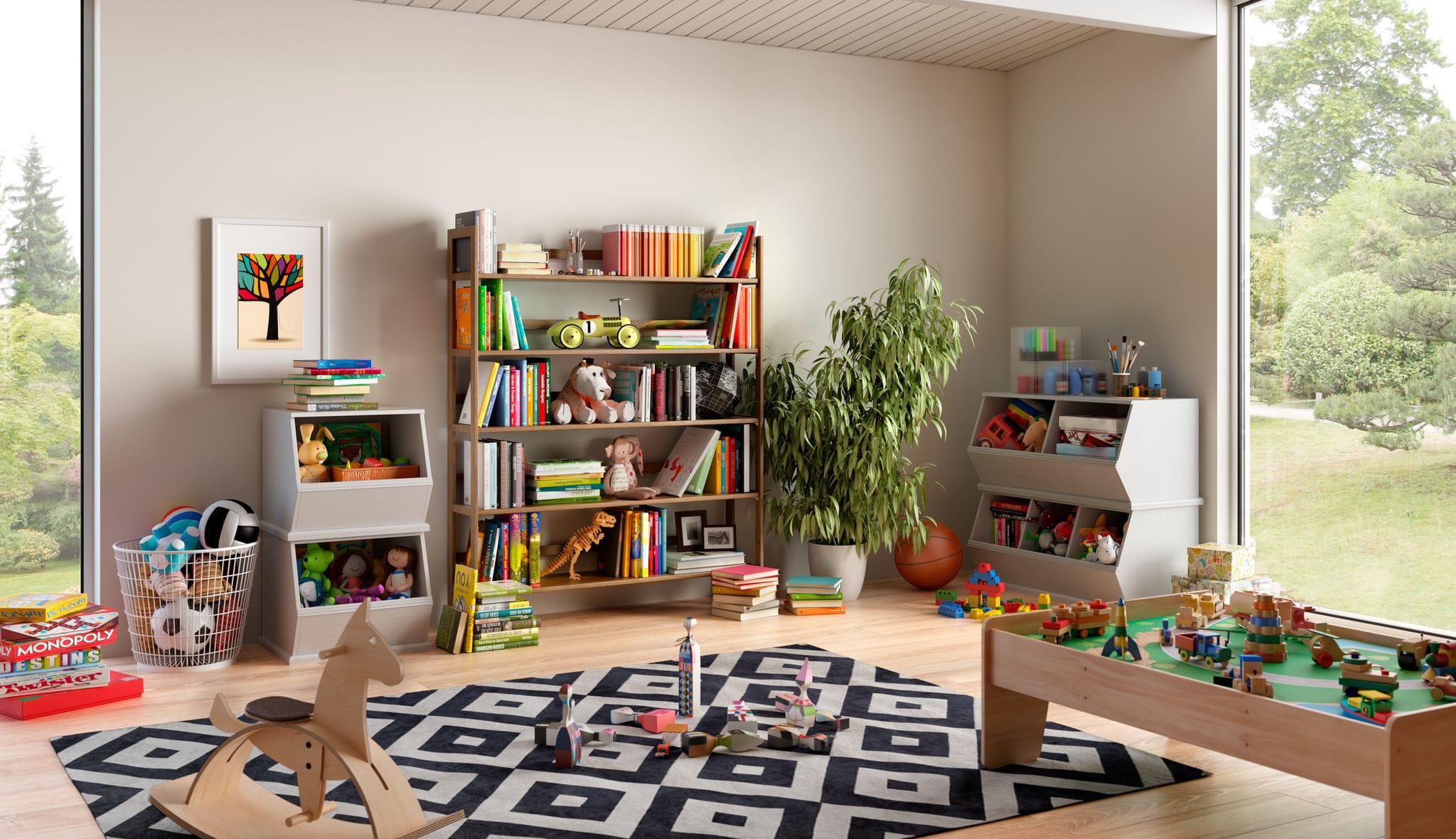 Playroom clutter from kids toys needing storage by California Closets
