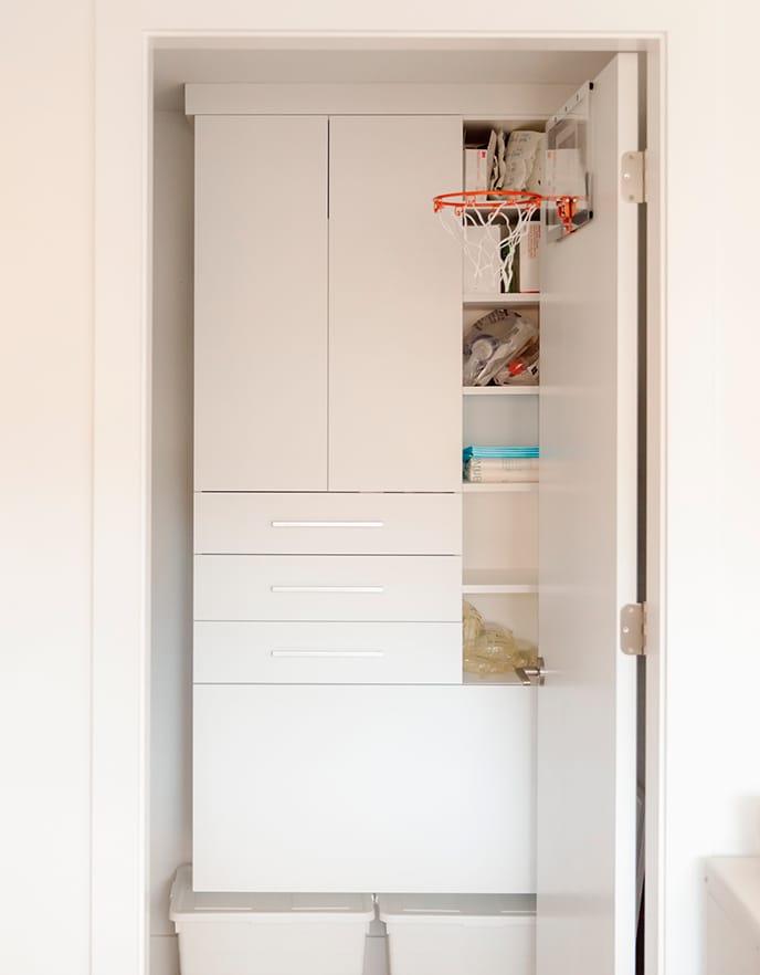 Custom kids closet designed for Alex Bonnesen's son Oscar, who needed function and ease in his design from California Closets