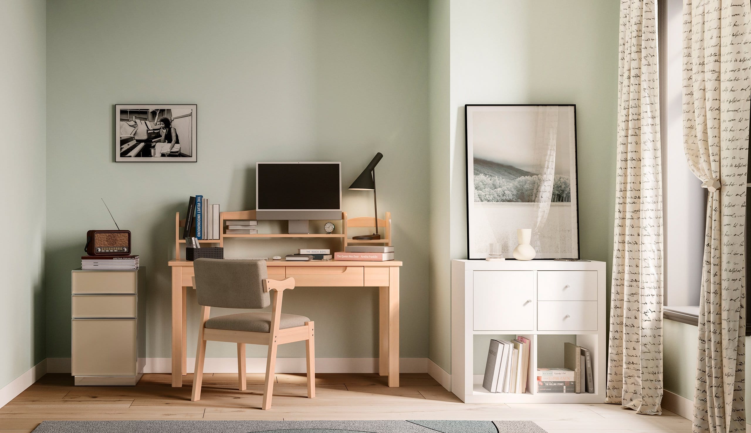Before image of home office with little storage options California Closets