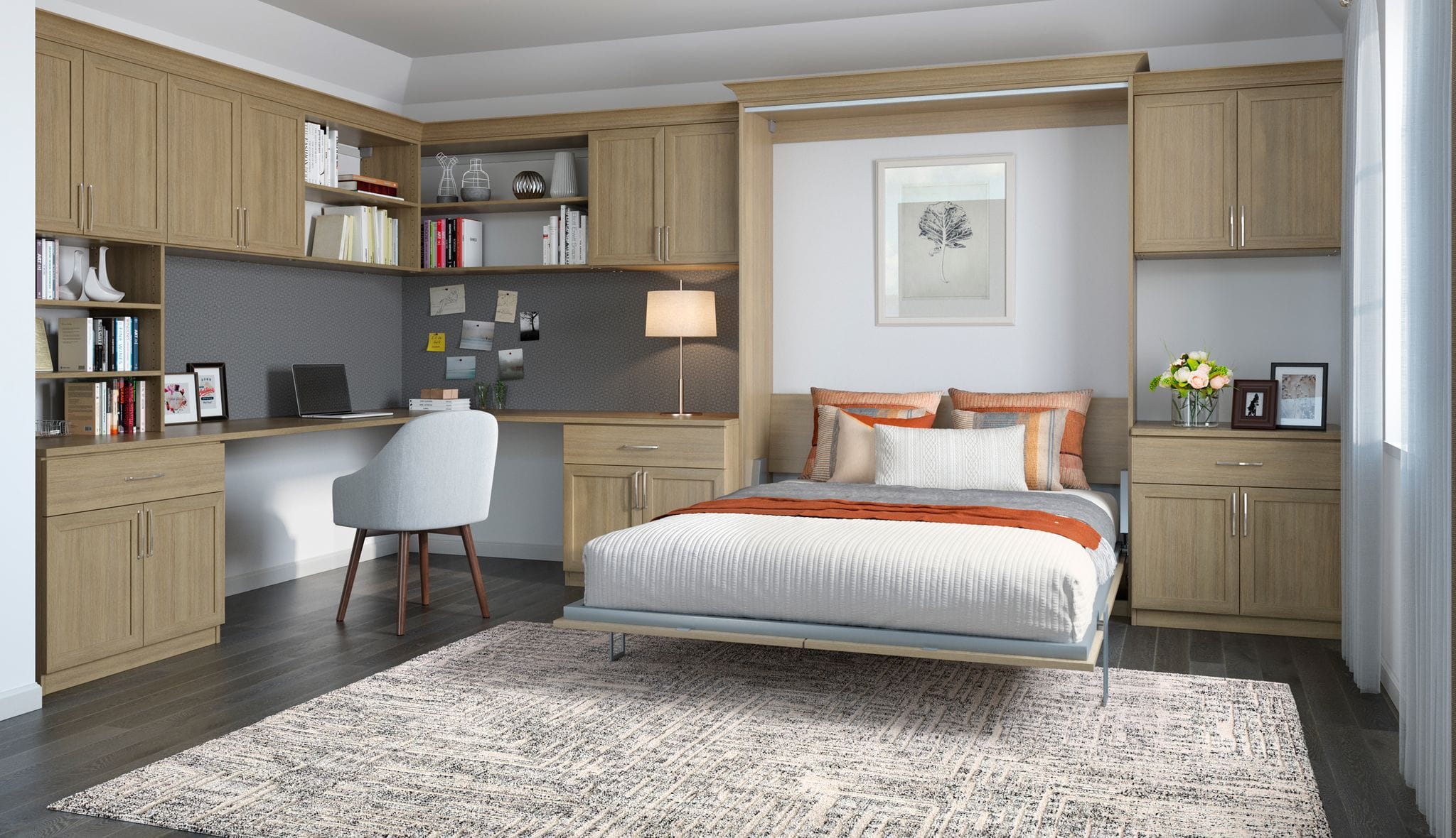 Wall bed with built-in storage and shelving installed by California Closets