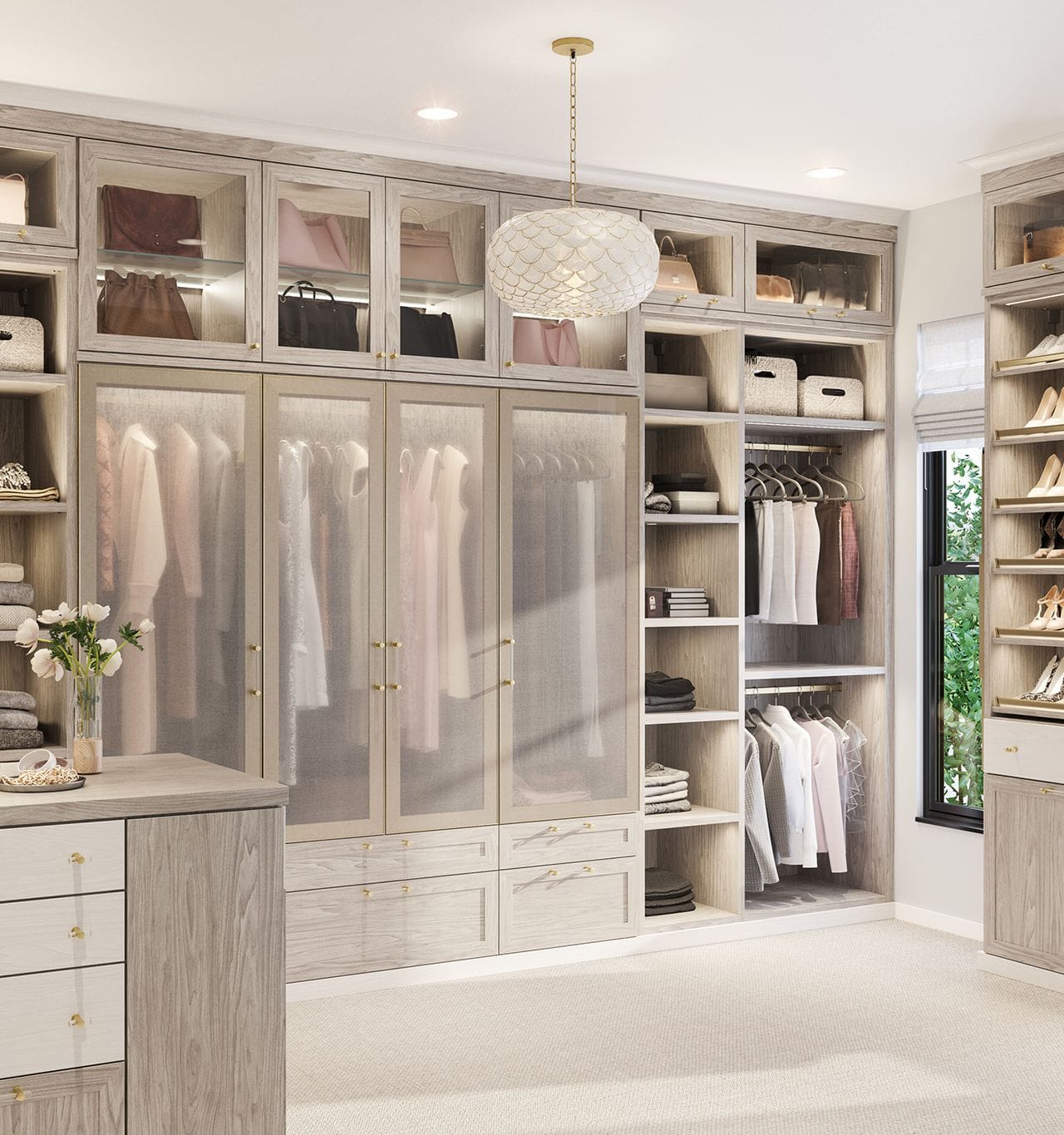 Walk in closet system with pull-out rack closet accessories by California Closets