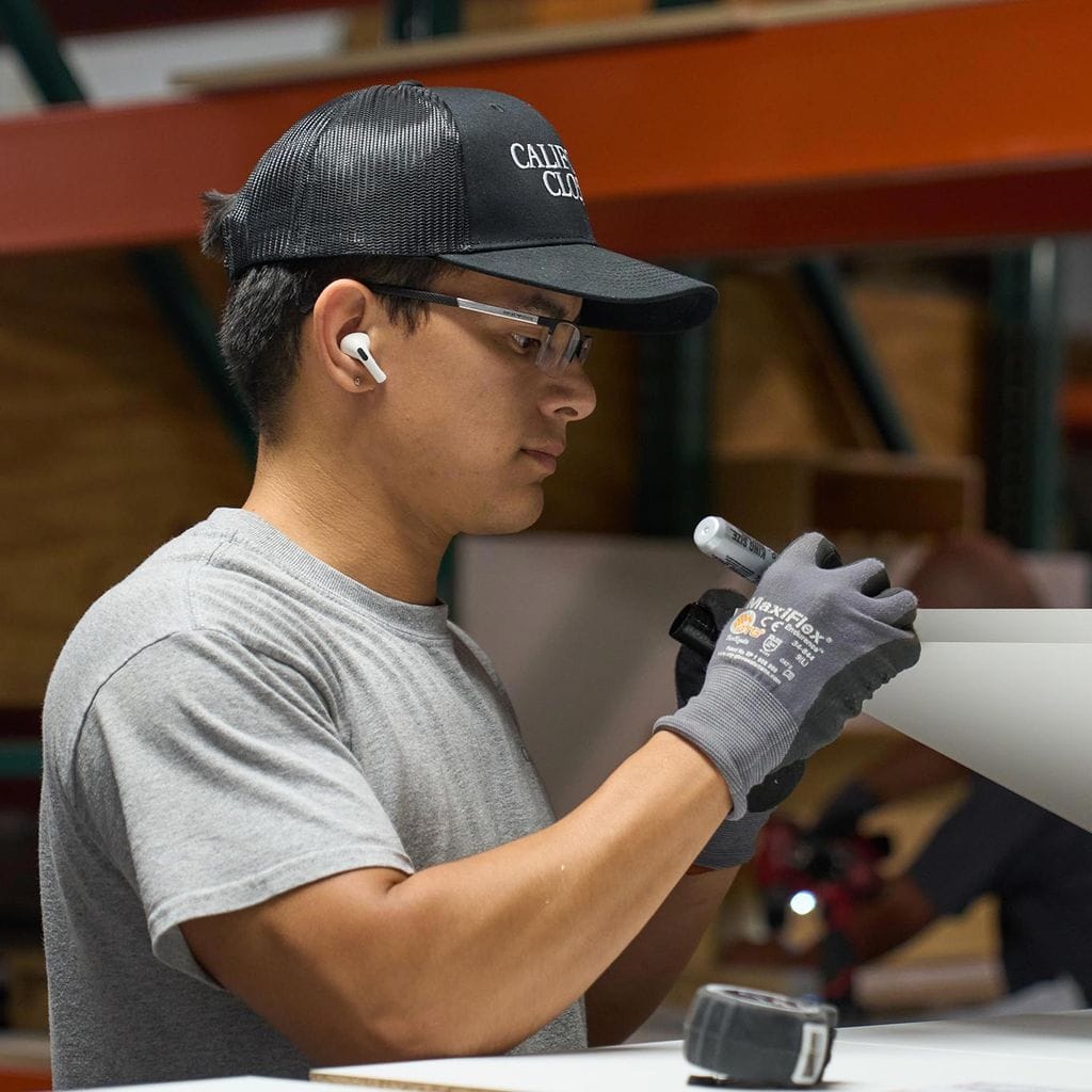 Manufacturing warehouse for California Closets where we custom created materials and finishes